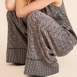 Anthropologie Bila 77 Wide Leg Bohemian Printed Pants Smocked Waist Flowy